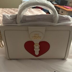 Love Moschino White and Red Heart Bag
